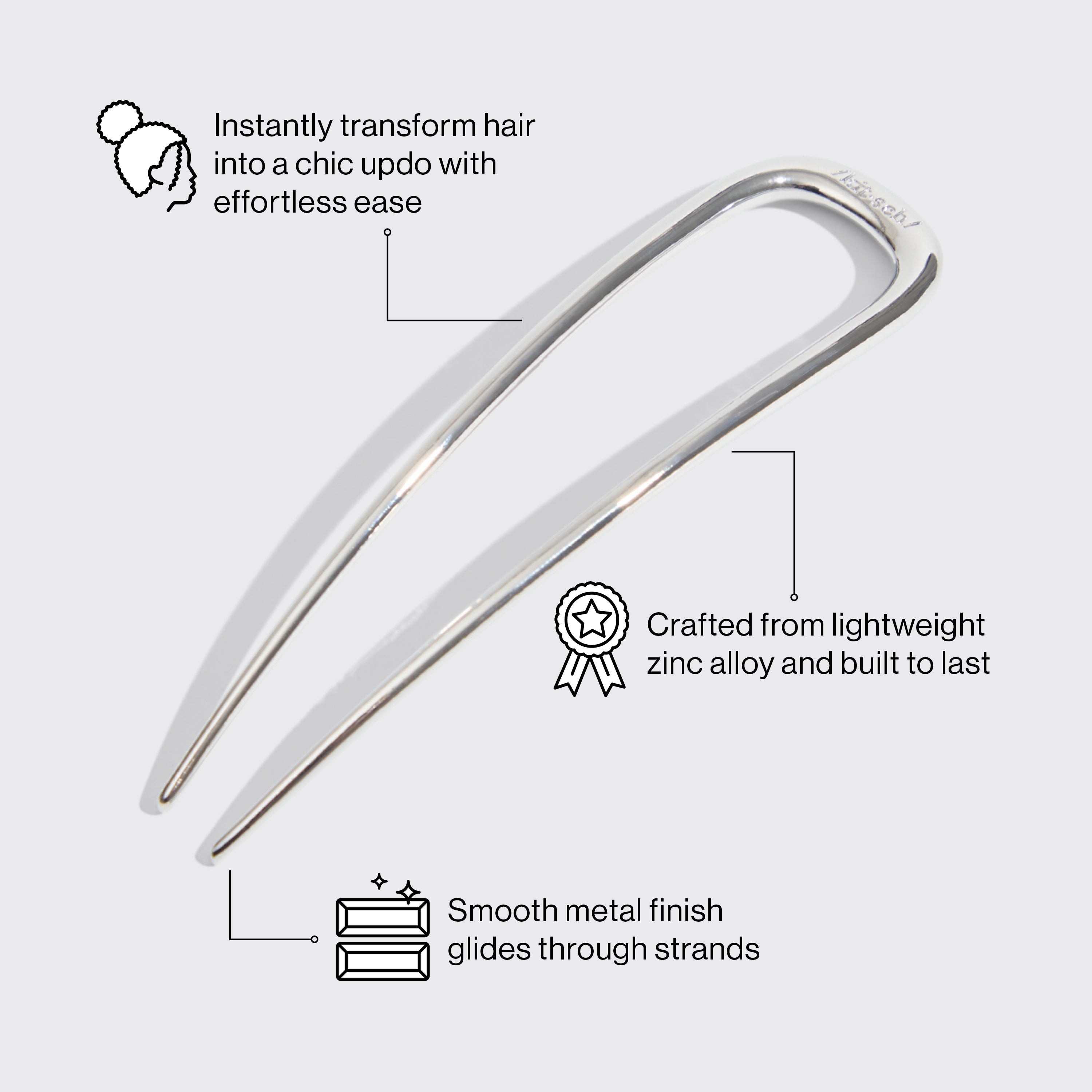 Silver French Hair Pin - Image 4