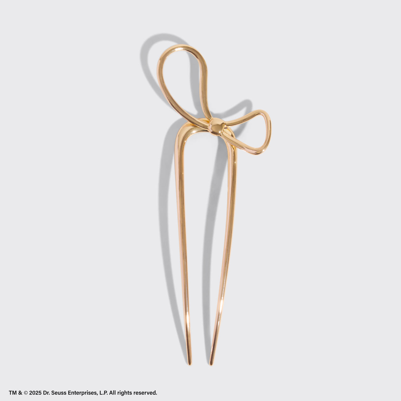 The Grinch x Kitsch Gold Bow French Hair Pin - Image 3