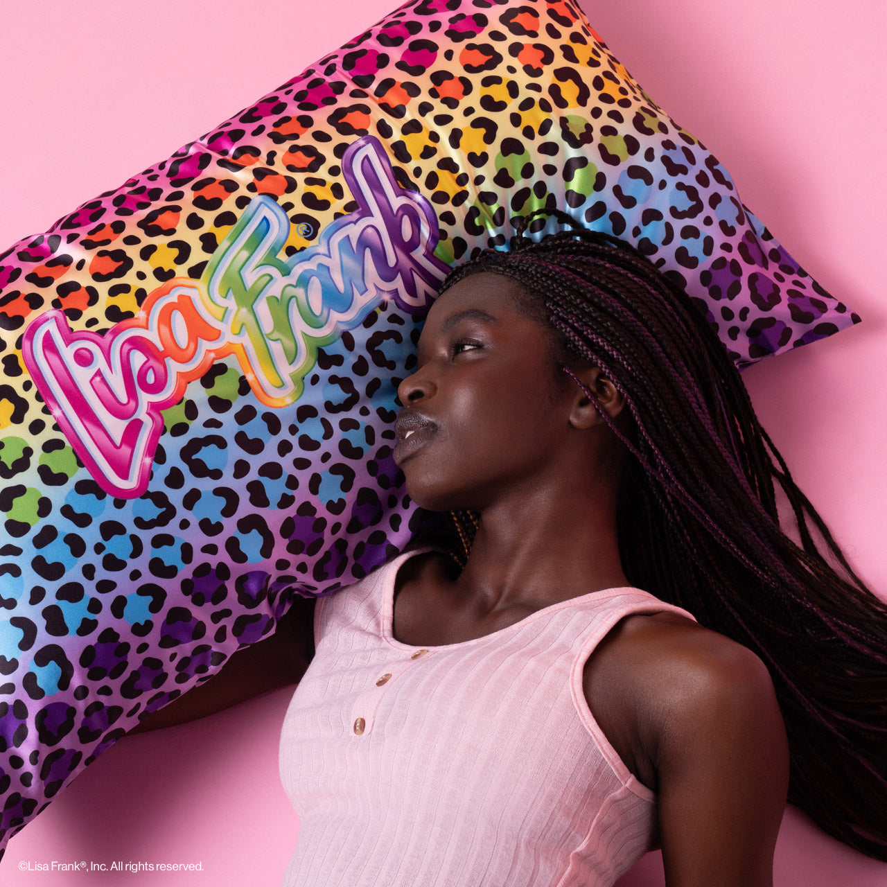 Alternative view of Lisa Frank x Kitsch Satin Pillowcase in Rainbow Leopard
