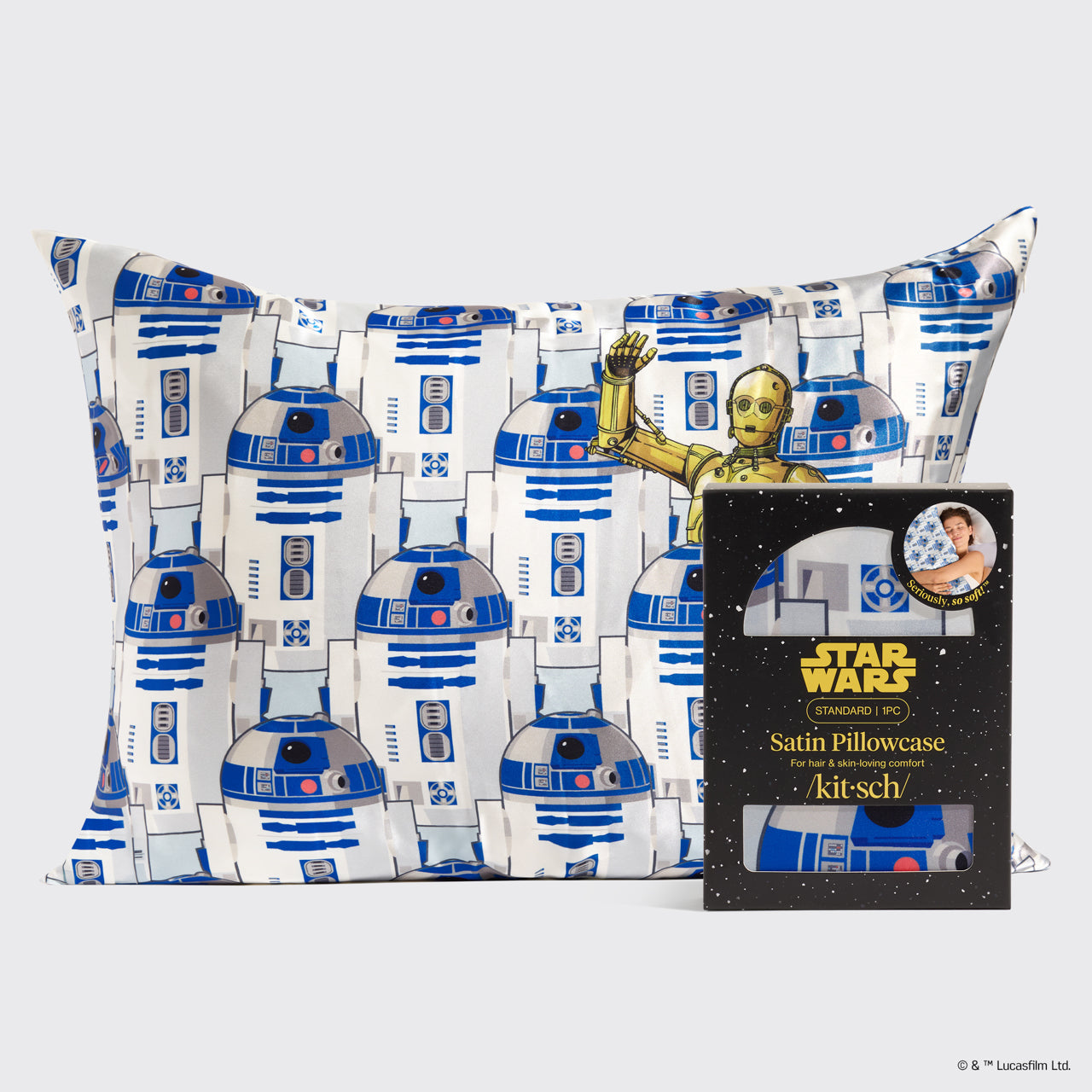Star Wars & Kitsch Satin Pillowcase in R2-D2 & C-3PO
