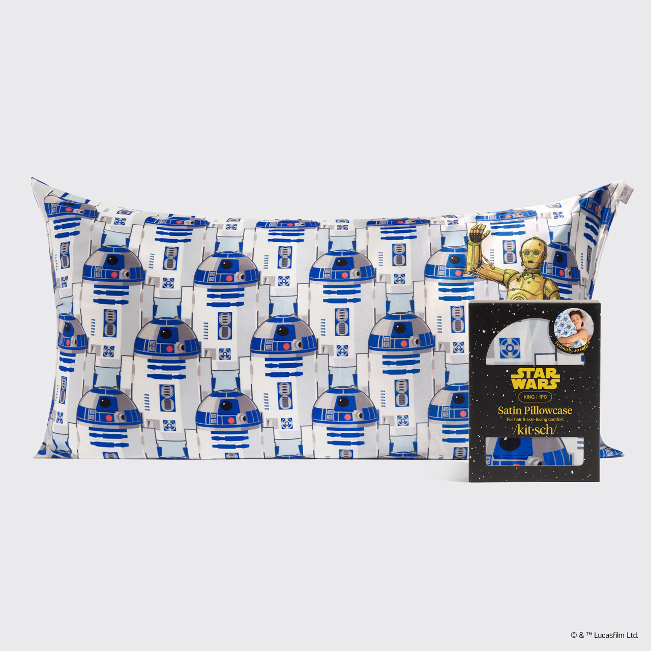 Star Wars & Kitsch Satin Pillowcase in R2-D2 & C-3PO - King
