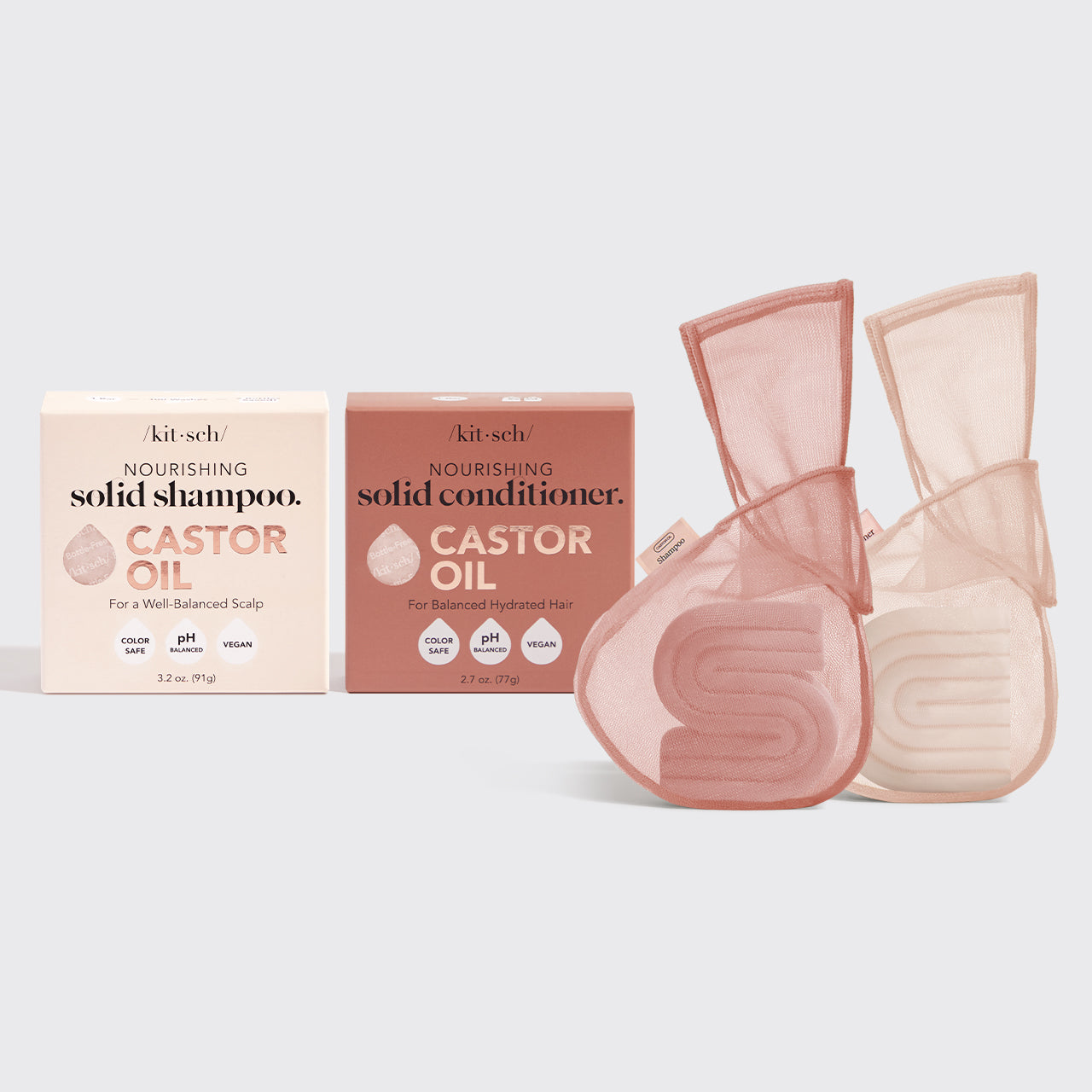 Castor Oil Shampoo & Conditioner Combo + Bar Saver Bags Bundle