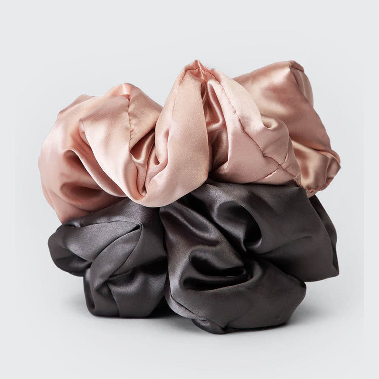 Alternative view of Blush & Gray Satin Pillow Scrunchies 2pc Set