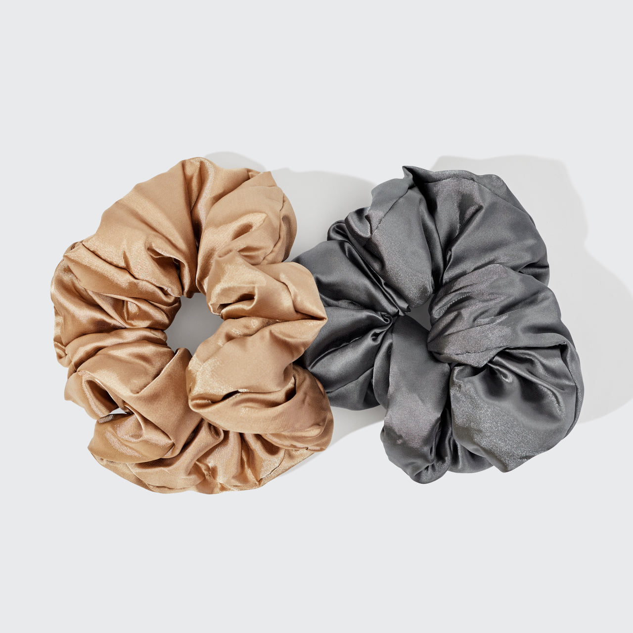 Alternative view of Charcoal & Gold Satin Pillow Scrunchies 2pc Set