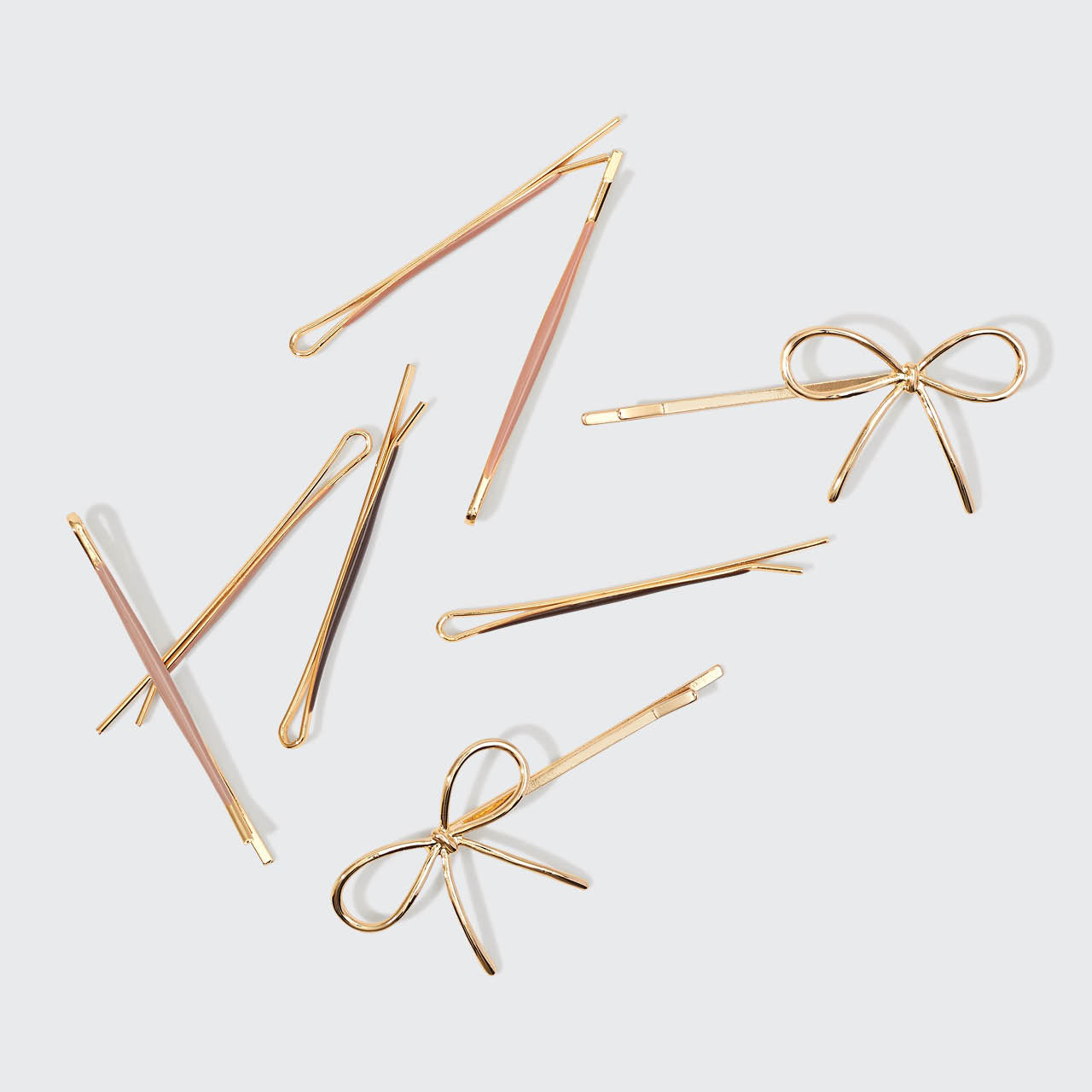 Alternative view of Metal Enamel Puffy & Bow Bobby Pins 8pc Set- Rosewood