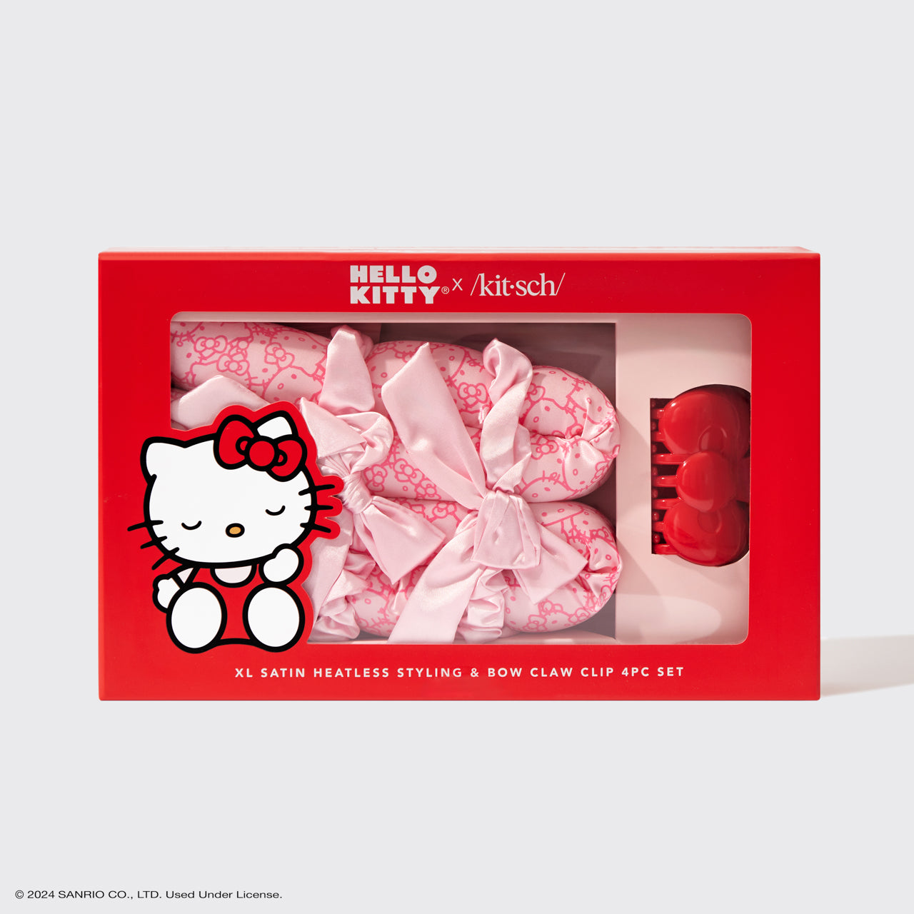 Hello Kitty x Kitsch XL Satin Heatless Styling & Bow Claw Clip 4pc Set - Image 3