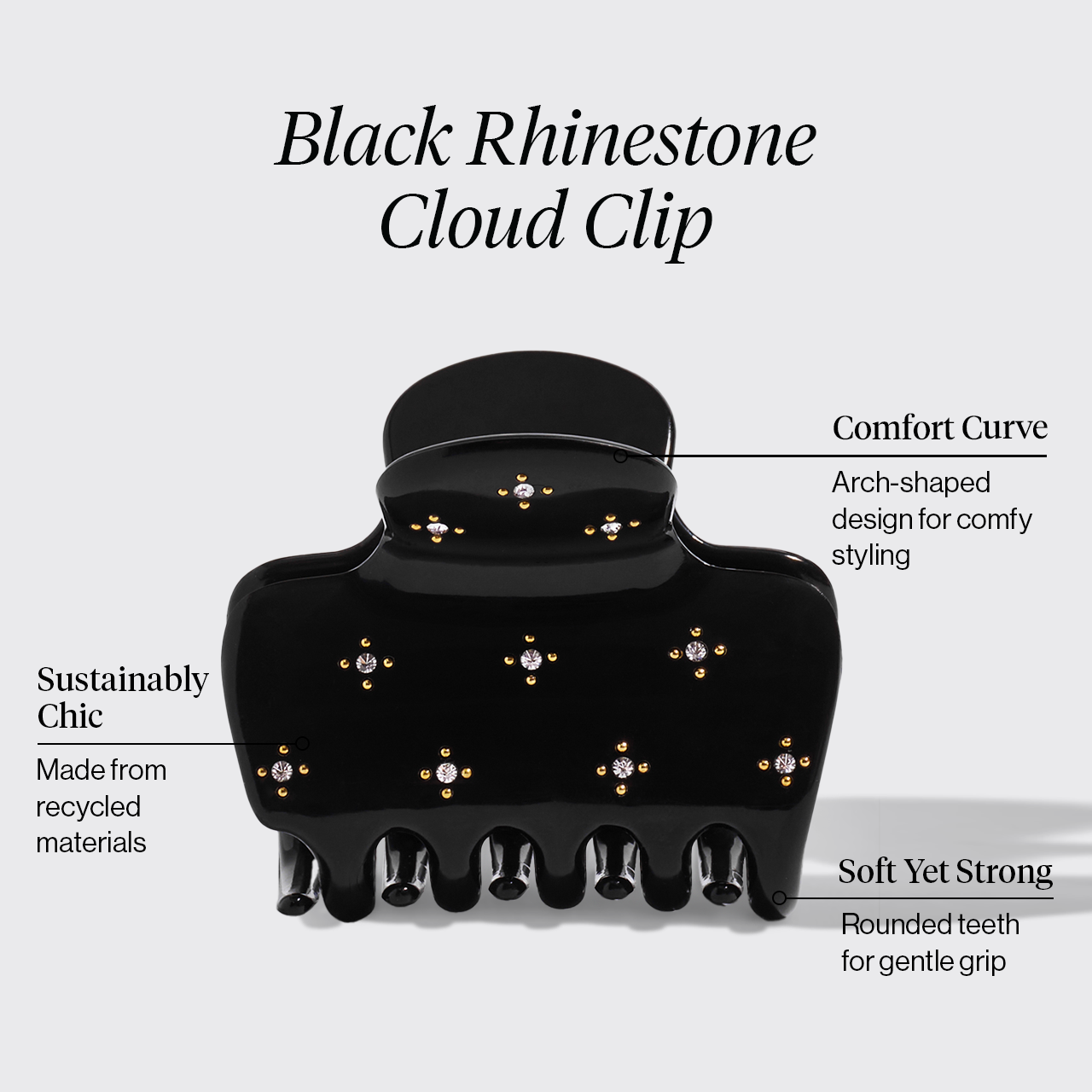 Alternative view of Black Rhinestone Cloud Claw Clip