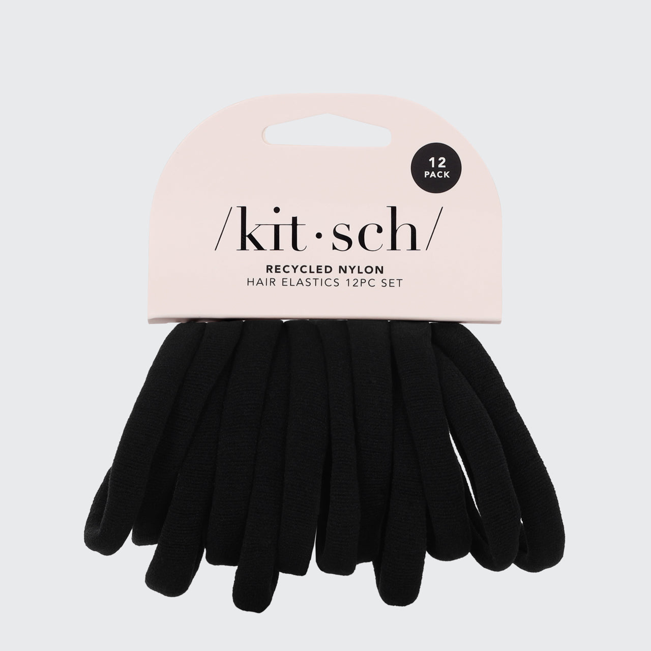 Recycled Nylon Medium Hair Elastics 12pc Set - Black - Image 4