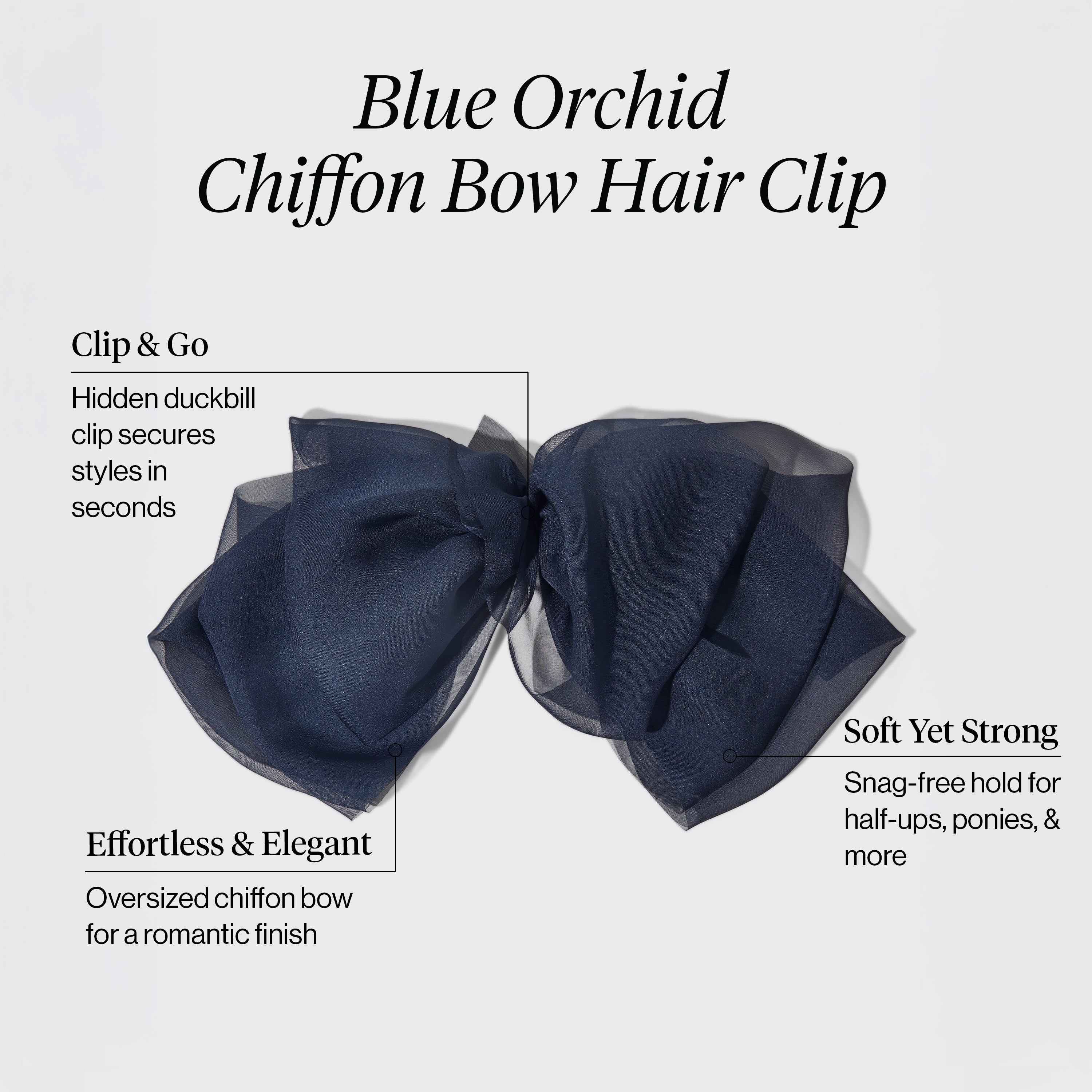 Alternative view of Blue Orchid Chiffon Bow Hair Clip