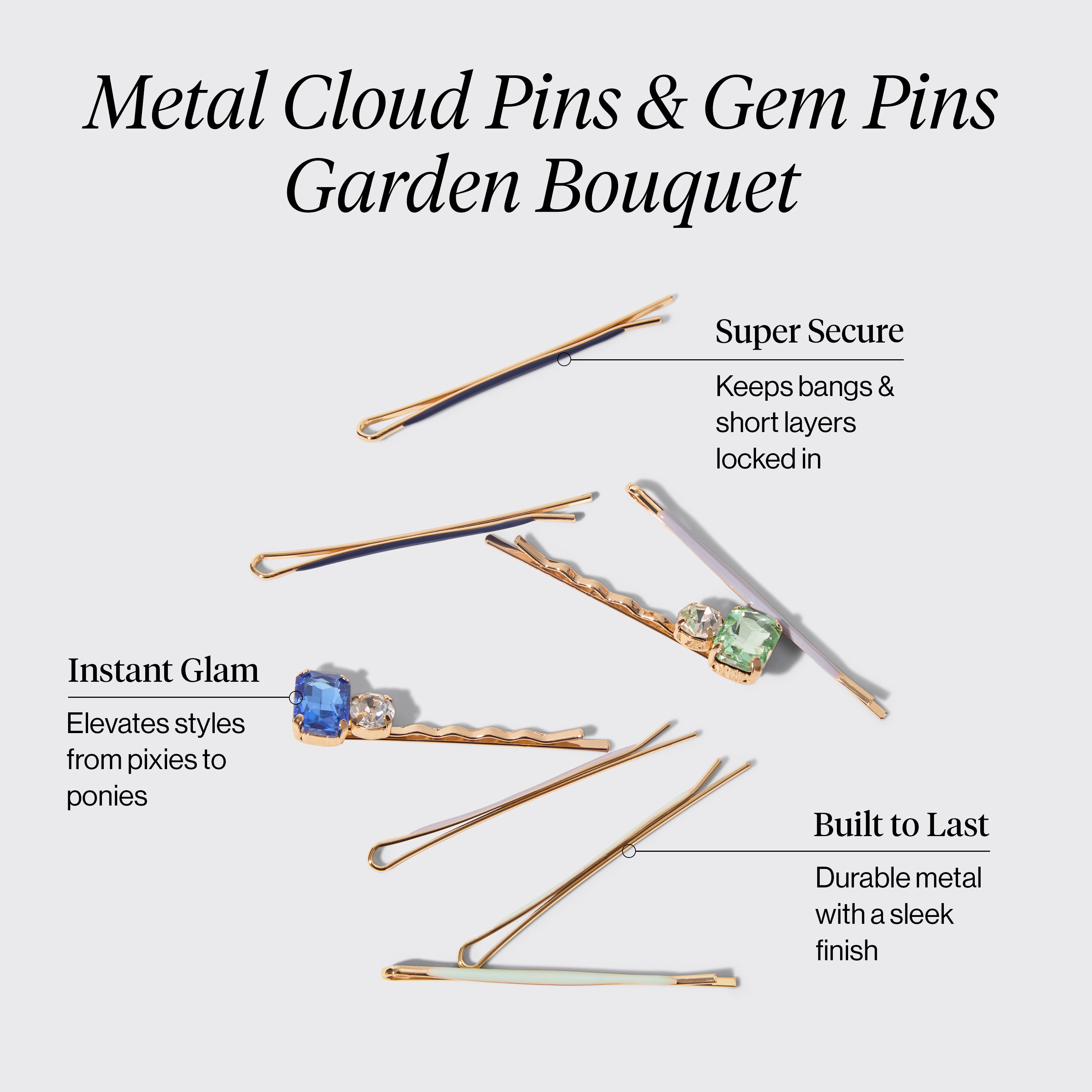 Alternative view of Garden Bouquet Cloud & Gem Bobby Pins 8pc Set