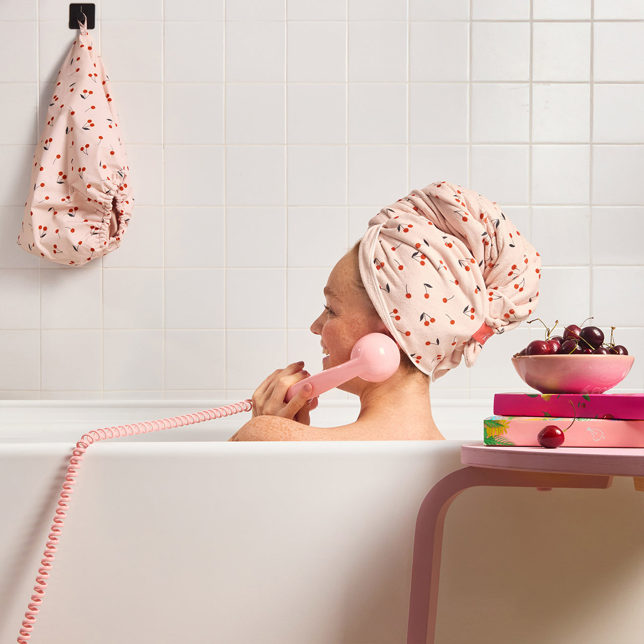 Cherry Print XL Hair Towel Wrap - Image 4