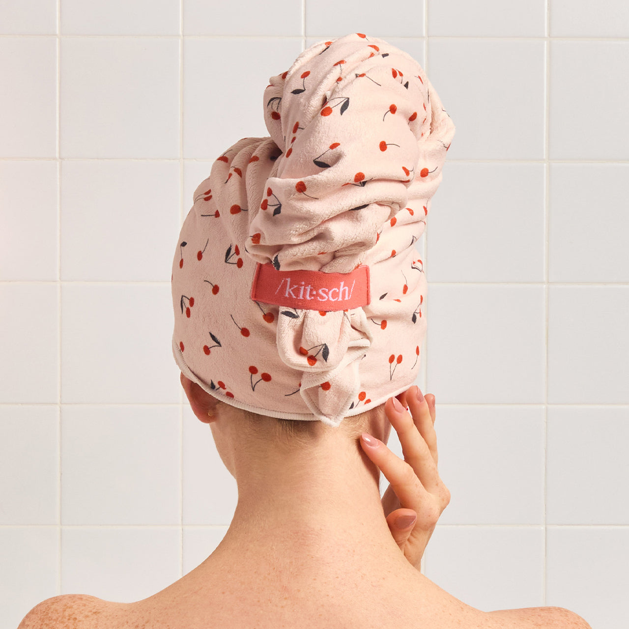 Cherry Print XL Hair Towel Wrap - Image 3