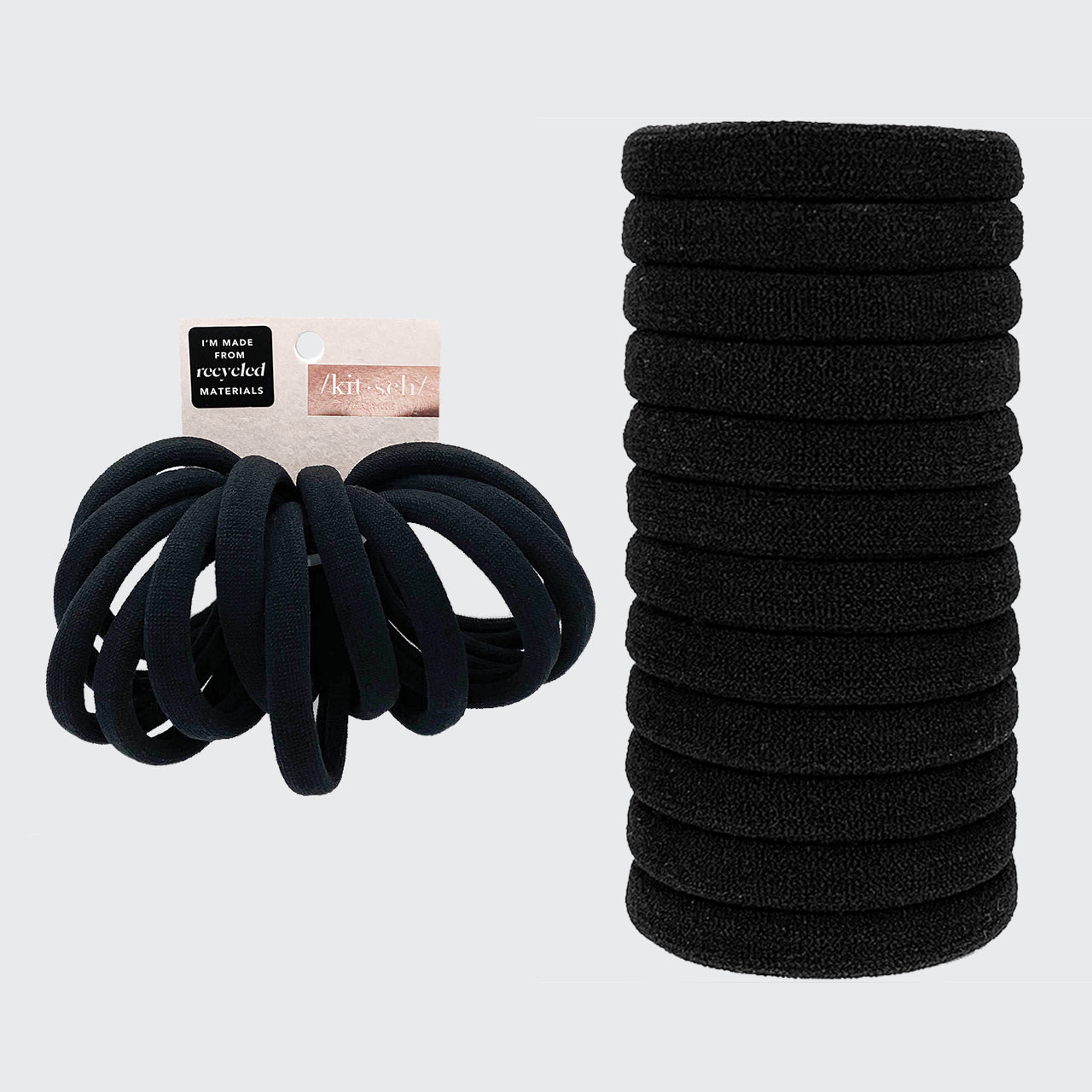 Recycled Nylon Medium Hair Elastics 12pc Set - Black