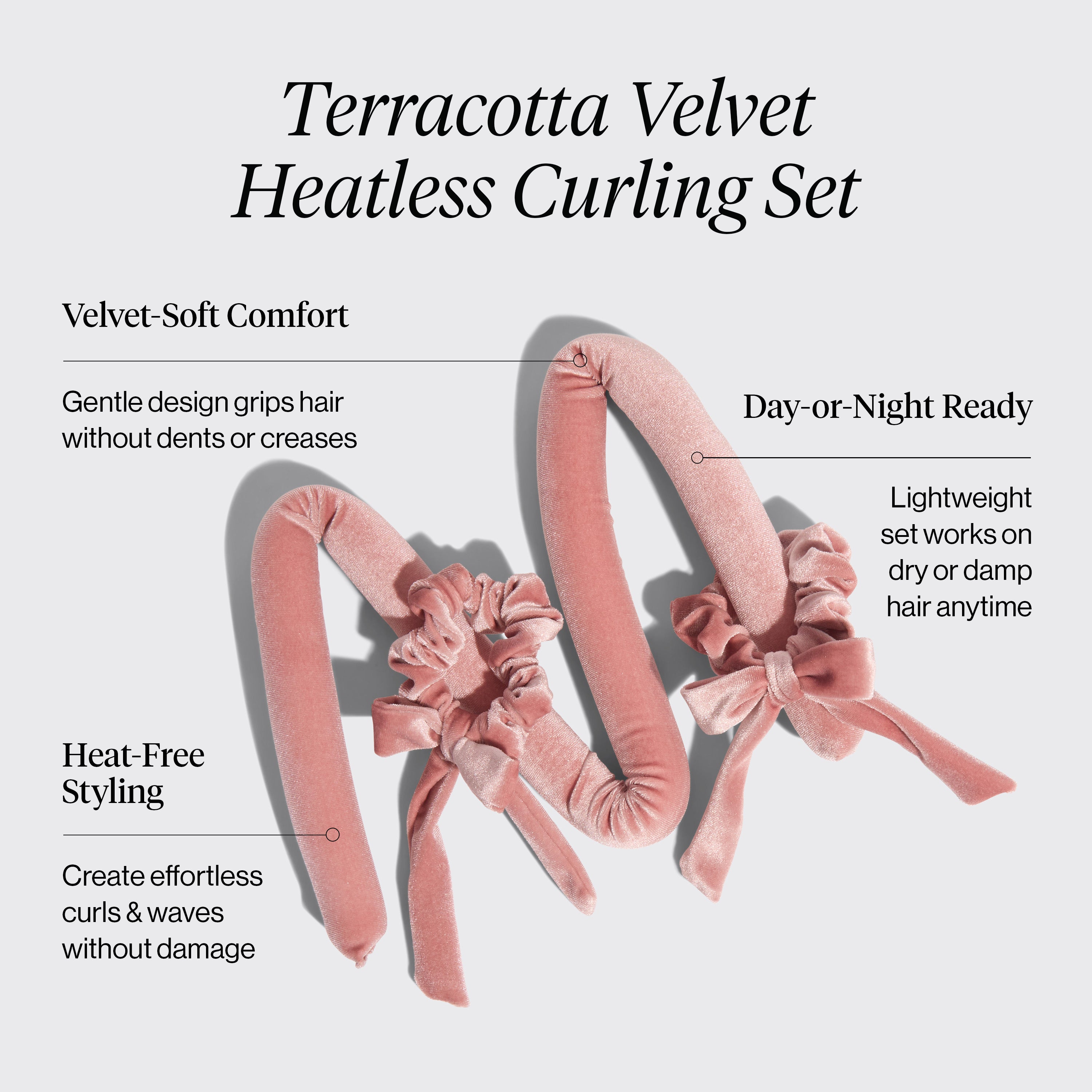 Alternative view of Terracotta Velvet Heatless Curling Set